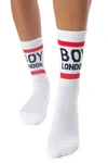 BOY LONDON WHITE COTTON SOCKS,BLA405WHITE