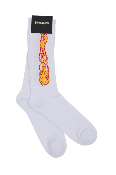 Palm Angels White Cotton Socks