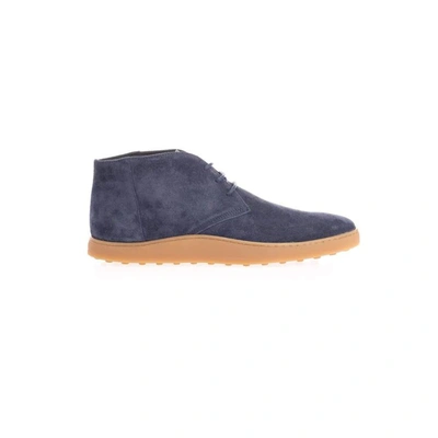 Tod's Men's Xxm52b0aw50re09999 Blue Suede Ankle Boots - Atterley
