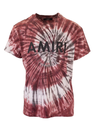 Amiri Logo Print Tie-dye T-shirt In Burgundy