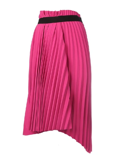 Balenciaga Asymmetric Pleated Crepe De Chine Skirt In Pink
