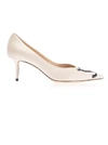 JIMMY CHOO JIMMY CHOO WOMEN'S WHITE LEATHER PUMPS,LOVE65JCKIPLATTEBLACK 36