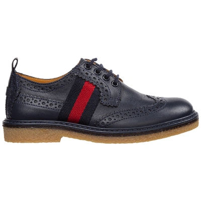 Gucci Boys Classic Lace Up Laced Formal Shoes New In Blue