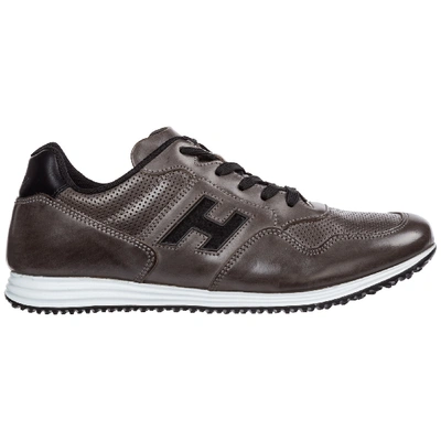 Hogan Men's Shoes Leather Trainers Sneakers In Grey