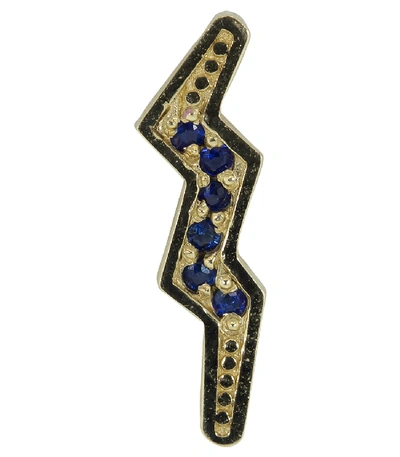 Andrea Fohrman Blue Sapphire Lightning Bolt Single Stud In Ylwgold