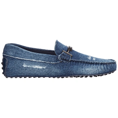 Tod's Men's Loafers Moccasins Gommini In Blue