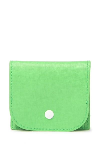 Coccinelle Leather Mini Coin Pouch In Vert/blanche