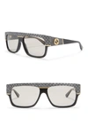 GUCCI 60mm Snakeskin Print Rectangle Sunglasses