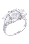 Cz By Kenneth Jay Lane Round Cz Triple Stone Ring In Clear-silver