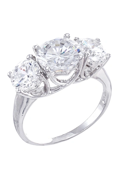 Cz By Kenneth Jay Lane Round Cz Triple Stone Ring In Clear-silver