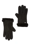 Ugg Genuine Dyed Shearling Slim Side Vent Gloves In Black