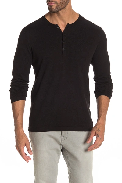 John Varvatos Long Sleeve Henley Sweater In Black