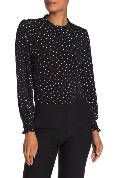 Adrianna Papell Long Sleeve Knit Top In Bk Bsc Dot