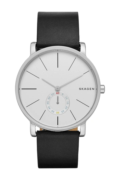 Skagen Men's Hagen Leather Strap Watch, 40mm