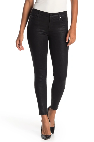 7 For All Mankind The Ankle Skinny Jeans In Black Coated