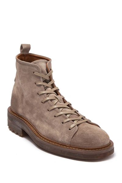 John Varvatos Esssex Leather Combat Boot In Lt Brown