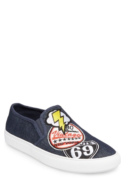 Steve Madden Wasdin Slip-on Patch Sneaker In Navy Fabri