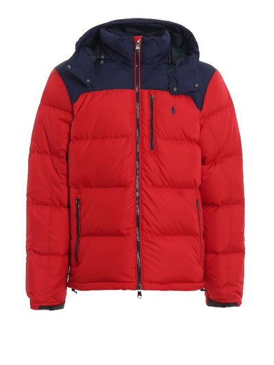 Polo Ralph Lauren Two-tone Water Repellent Puffer Jacket In Red