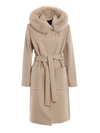 FAY FUR TRIMMED HOODED GOWN COAT