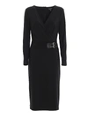 Ralph Lauren Double Buckle Jersey Dress In Black