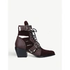 CHLOÉ RYLEE 60 CUT-OUT LEATHER AND SUEDE BOOTS