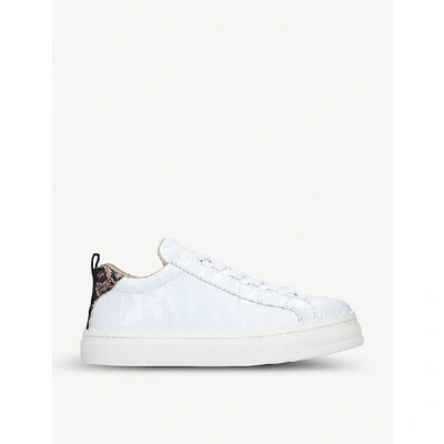 Chloé Lauren Scalloped-trim Leather Trainers In White/oth