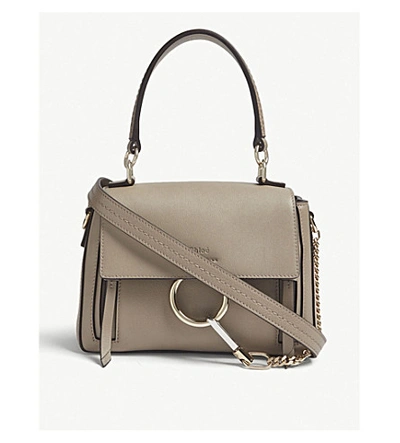 Chloé Faye Day Small Grained Leather Shoulder Bag In Gray