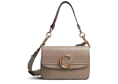 Pre-owned Chloé Chloe C Double Carry Small Motty Grey