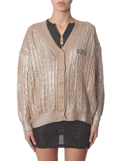 Gcds V-neck Cardigan In Gold