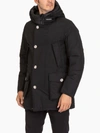 Woolrich Button-up Padded Hooded Coat In Black