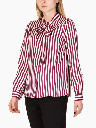 Michael Kors Candy Stripe Bow Blouse In Bicolor