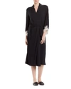 Natori Luxe Shangri-la Robe In Black/pink