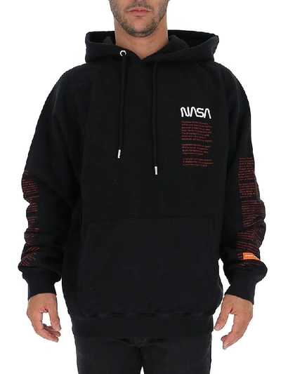 Heron Preston Nasa Logo-embroidered Cotton Hooded Sweatshirt In Black