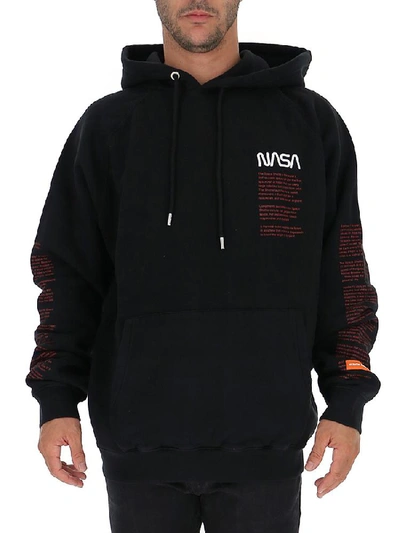 Heron Preston Nasa Logo embroidered Cotton Hooded Sweatshirt In Black ModeSens