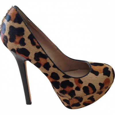 Pre-owned Steve Madden Leopard Print Heels In Brown