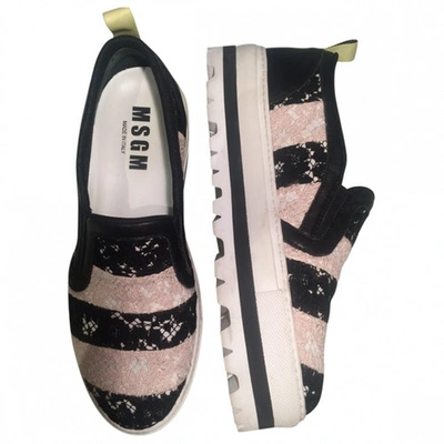 Pre-owned Msgm Striped Laced Platform Sneakers In Pink