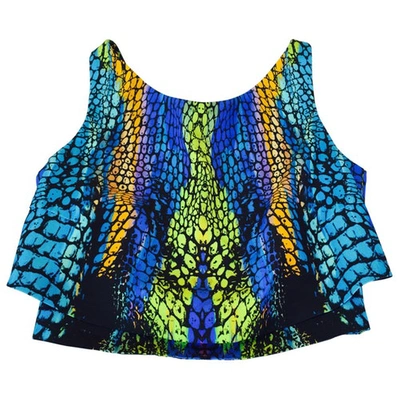 Pre-owned Mcq By Alexander Mcqueen Printed Crop Top In Multicolour