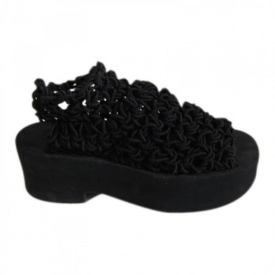 Pre-owned Arielle De Pinto Rope Platform Sandals In Black