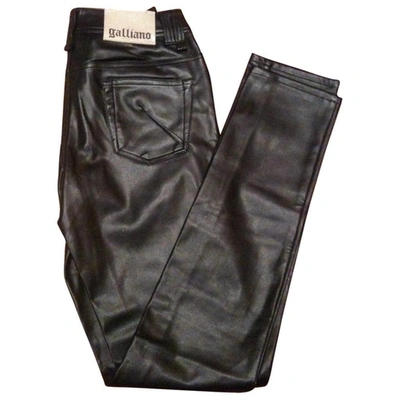 Pre-owned John Galliano Jeans Slim In Ecopelle Nera In Black