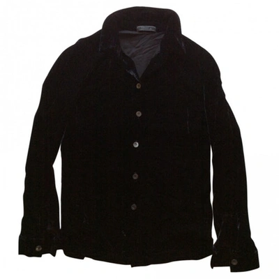 Pre-owned Prada Camicia In Velluto Liscio Nero In Black