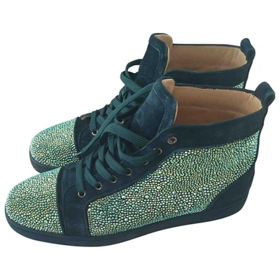 Pre-owned Christian Louboutin Hightop Basketball Shoes In Green