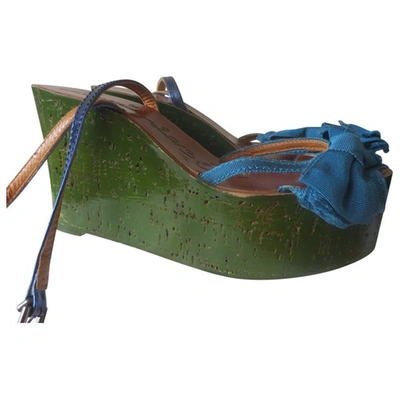 Pre-owned Lanvin Sandals In Green