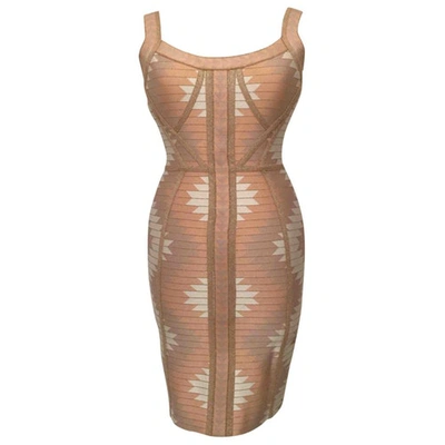 Pre-owned Herve Leger Mid-length Dress In Multicolour