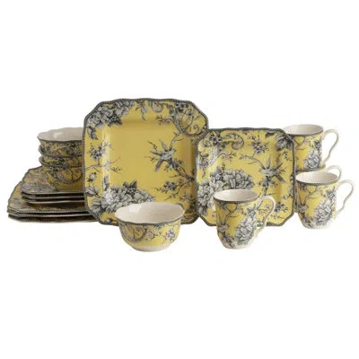 222 Fifth Adelaide 16-piece Porcelain Floral Dinnerware Set - Service For 4 In Yellow