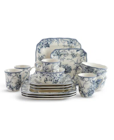 222 Fifth Adelaide Woodland 16-pc. Dinnerware Set, Service For 4 In Blue