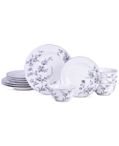 222 Fifth Bellamy Porcelain 12 Pc. Dinnerware Set, Service For 4 In Black