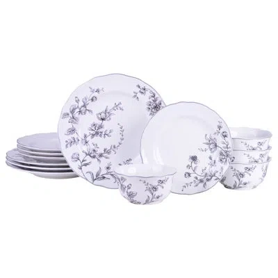 222 Fifth Bellamy Porcelain Dinnerware Set - Service For 4, Plate & Bowl Set In Black