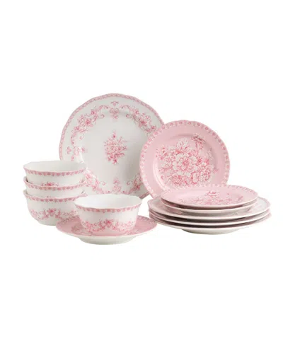 222 Fifth Genevieve 12-pc. Dinnerware Set, Service For 4 In Pink