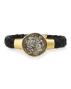 JORGE ADELER MEN'S ANCIENT ALEXANDER THE GREAT COIN BRAIDED LEATHER BRACELET,PROD225860053