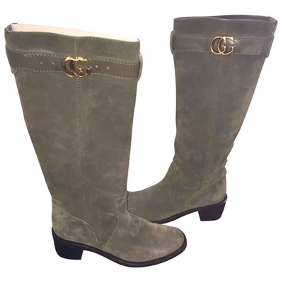 Pre-owned Gucci Riding Boots In Khaki